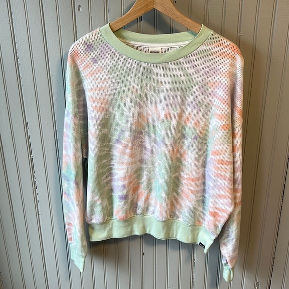 PINK VICTORIA SECRETS Tie Dye Mesh Slouchy Over-sized Crew Top - MEDIUM - Picture 2 of 10